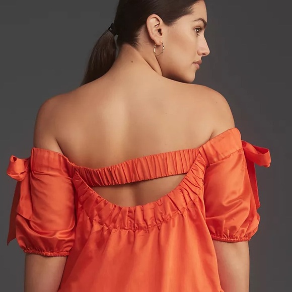 Anthropologie Off-The-Shoulder Tiered High-Low Midi Dress - Picture 9 of 13